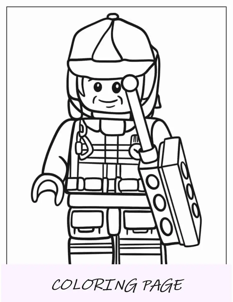 Lego Bombeiro para colorir para crianças em idade pré-escolar