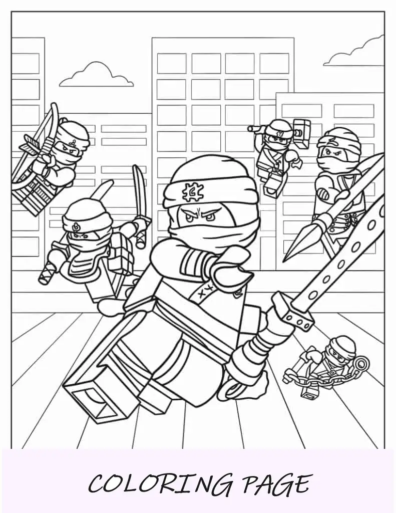 Página para colorir do pôster do filme Lego Ninjago