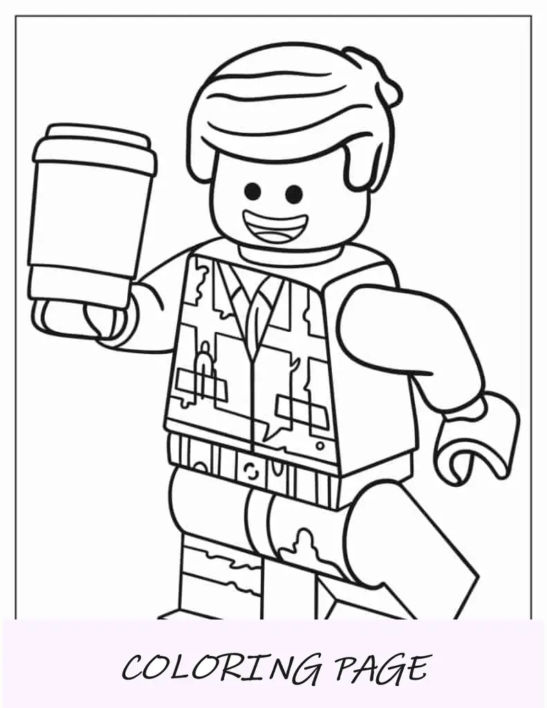 Folha para colorir fácil de Emmet Brickowski