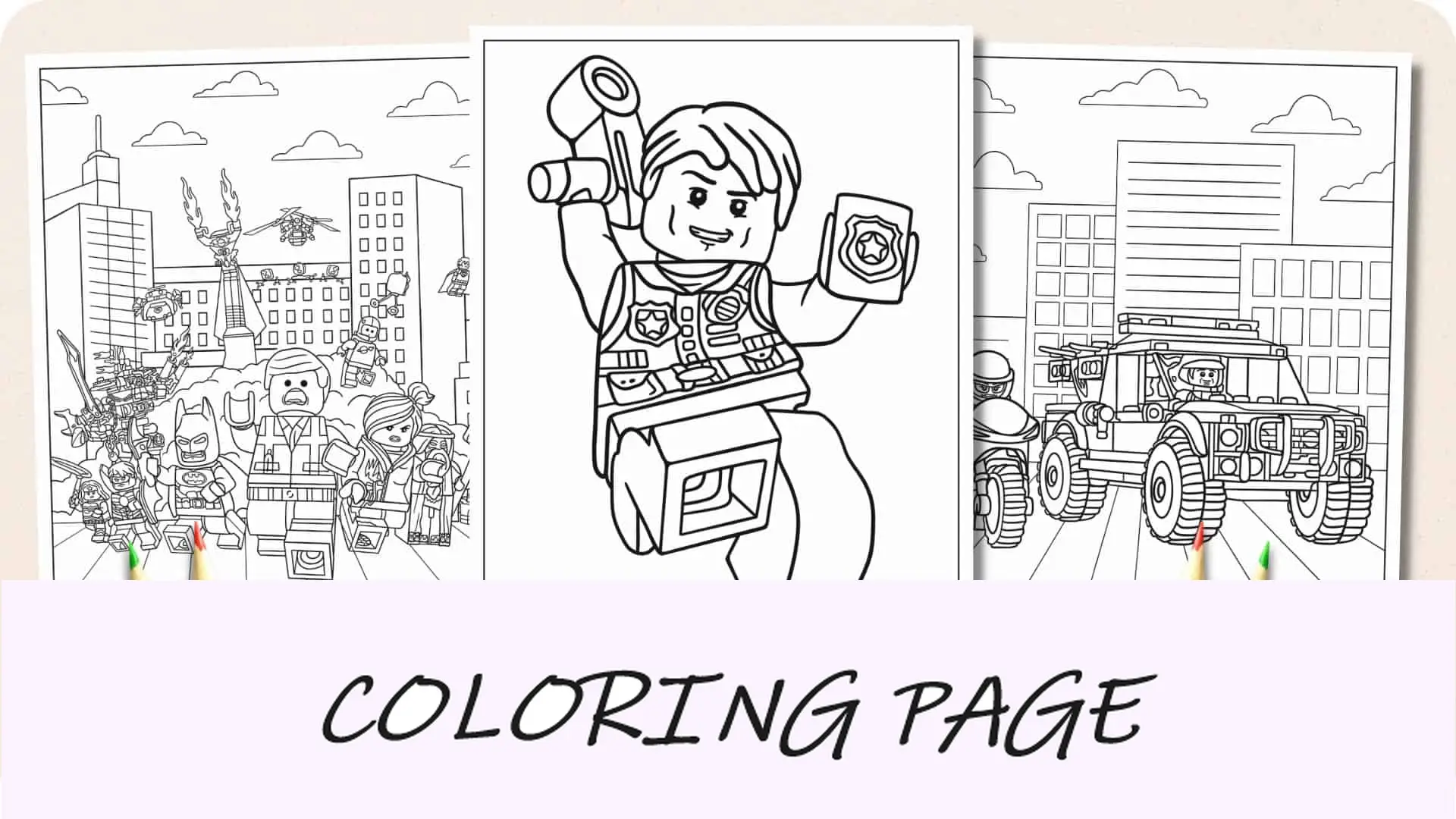 Imagem em destaque de páginas para colorir Lego