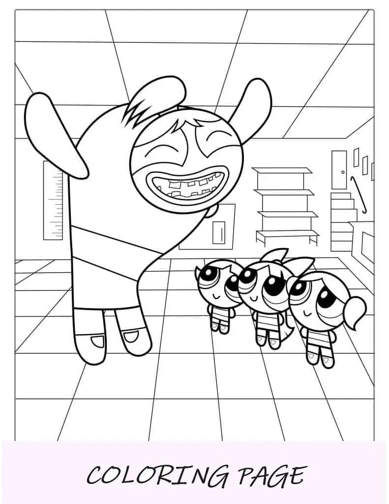 Ausmalbild Hase und die Powerpuff Girls