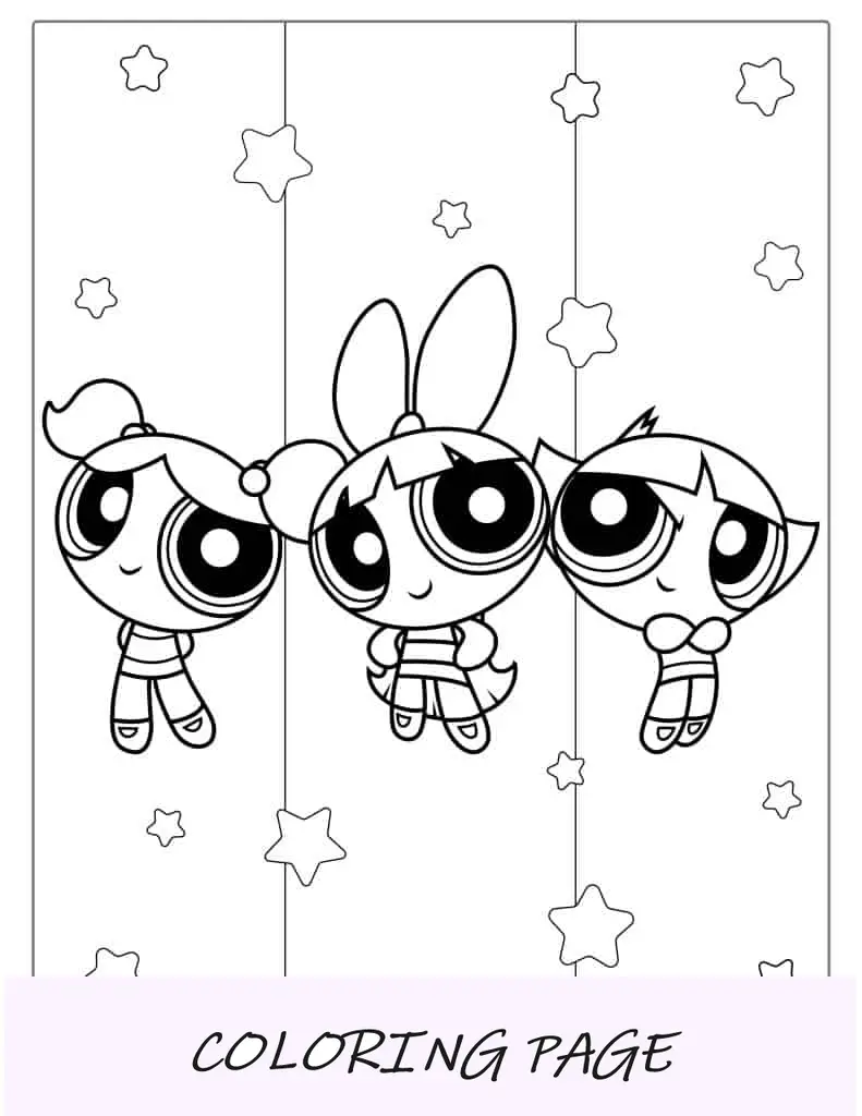 Einfache Powerpuff Girls-Malseite für Kinder