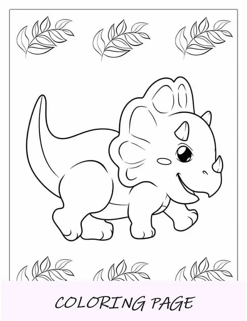 Dinossauro Triceratops fácil de colorir para crianças