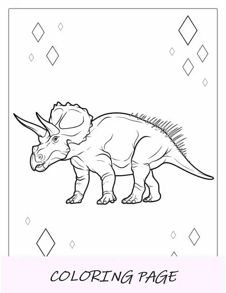 Página para colorir realista de Triceratops