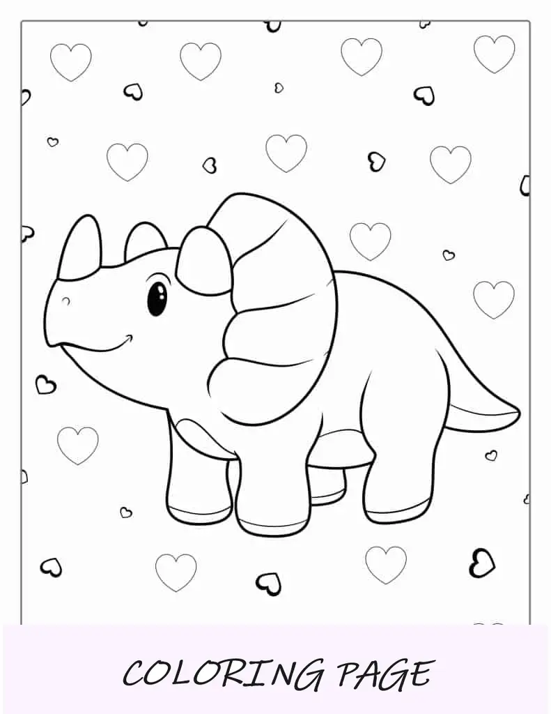 Esboço simples de um Triceratops para crianças
