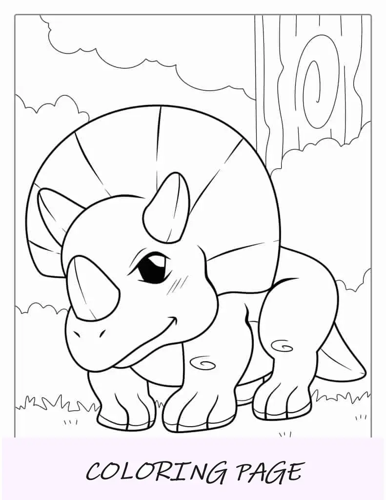 Esboço simples de um Triceratops para colorir
