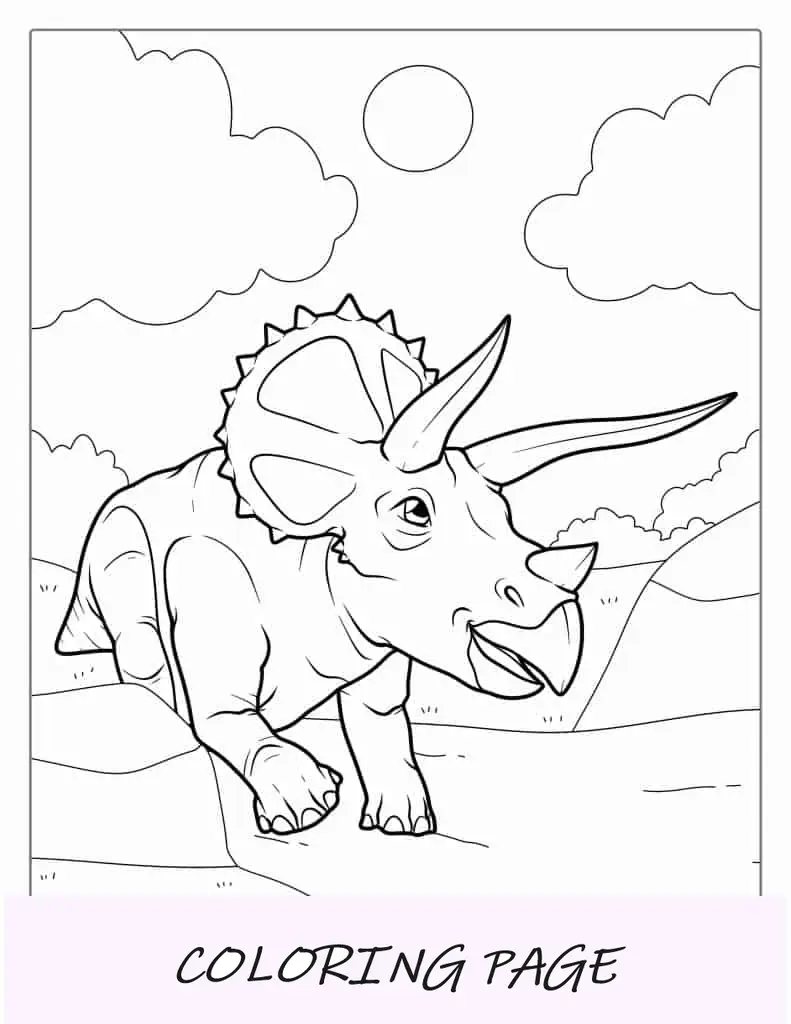 Triceratops com três chifres para colorir