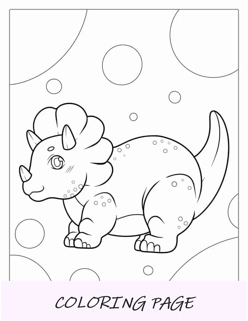 Folha para colorir de bebê Triceratops para crianças