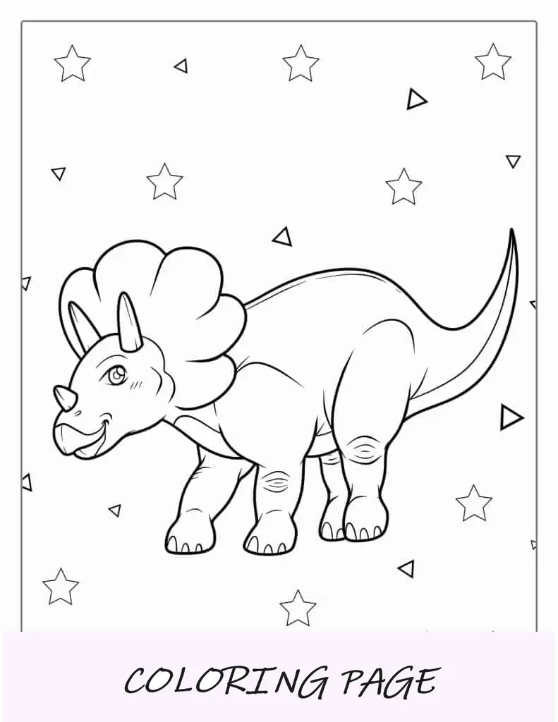 Página para colorir de um Triceratops feliz