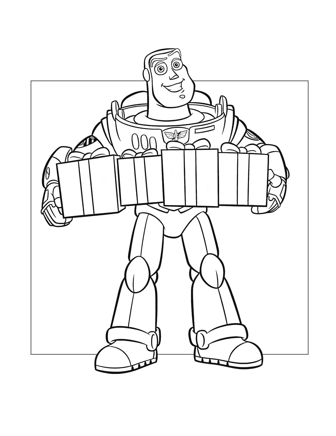 Buzz Lightyear Has Christmas Presents Coloring Page