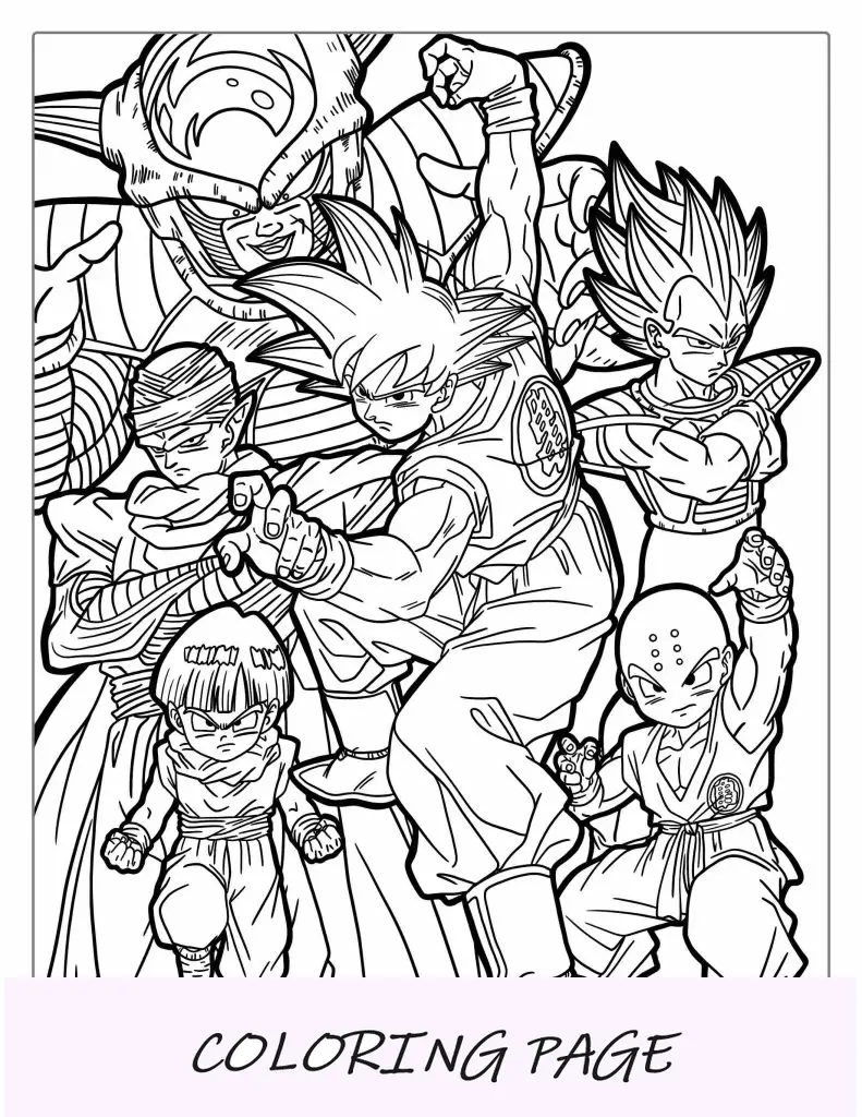 Folha para colorir detalhada da equipe do dragão