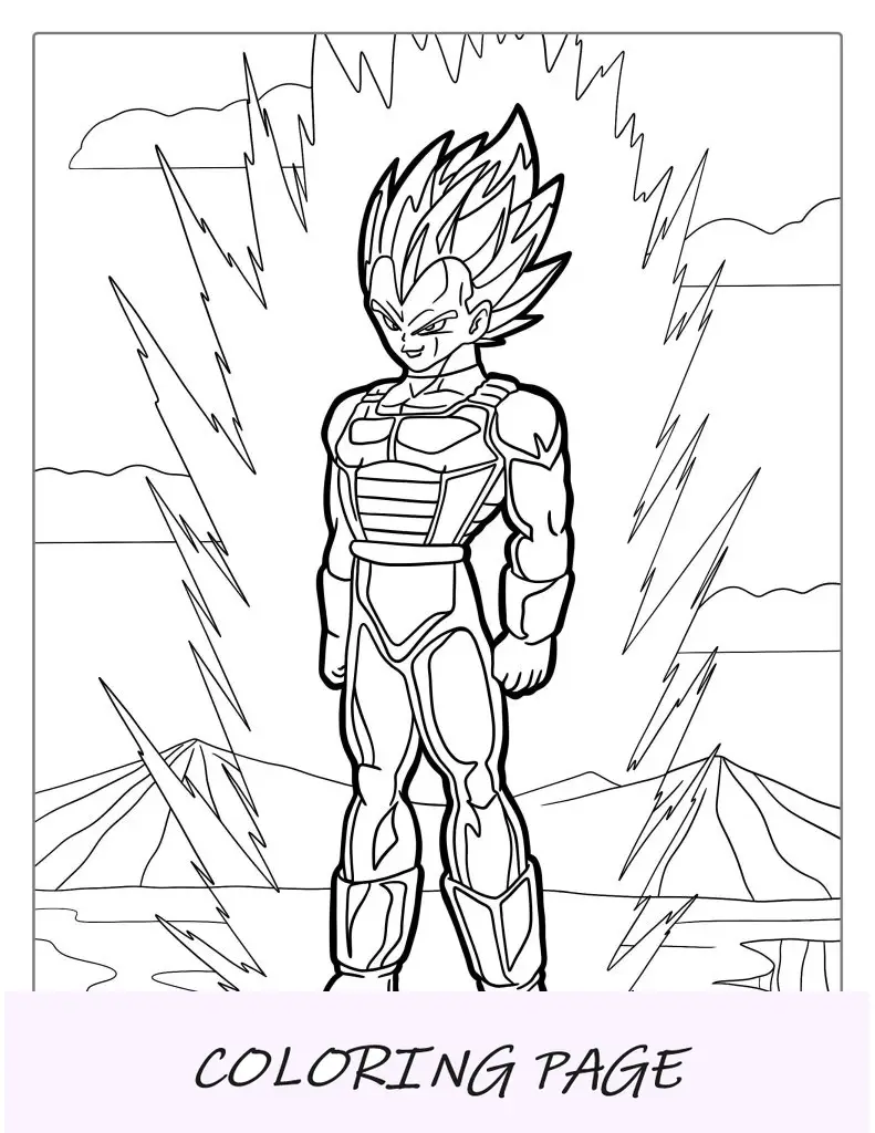 Página para colorir de Super Saiyan Vegeta