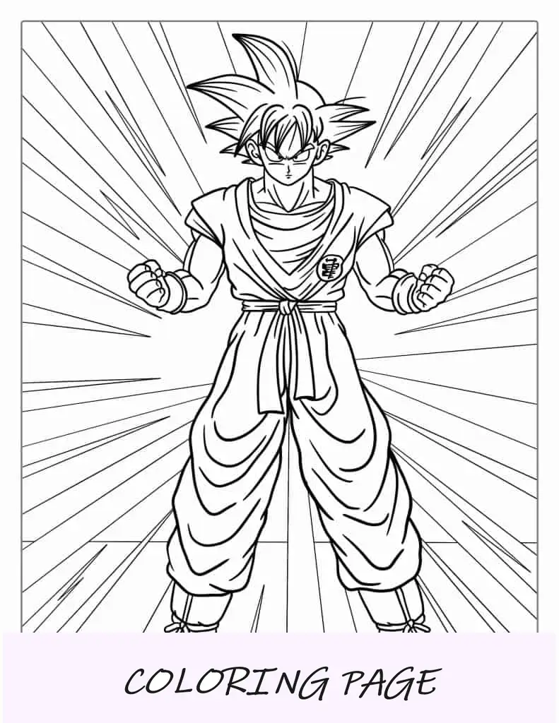 Página para colorir de Goku para crianças