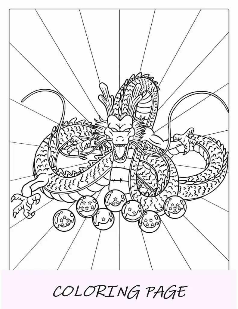 Dragão Shenron com bolas para colorir
