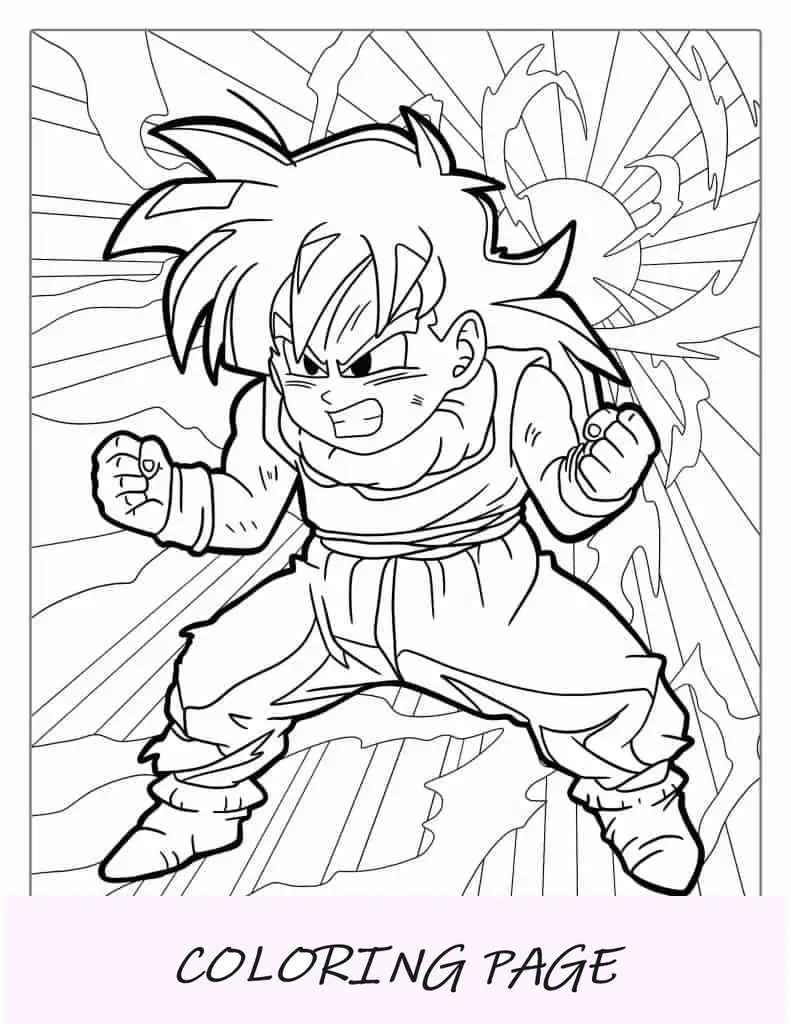 Página para colorir do jovem Gohan