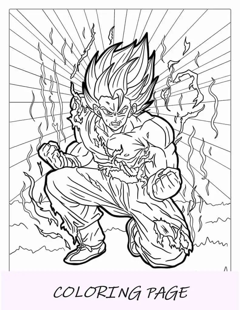 Página para colorir do Super Saiyan Goku para crianças