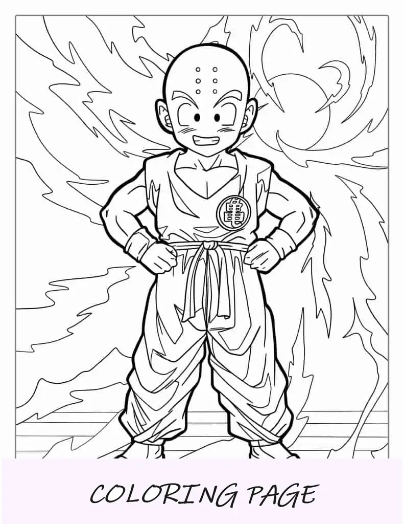 Página para colorir de personagem Kuririn