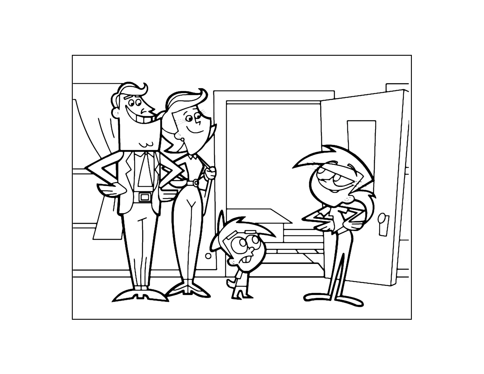 Timmys Parents Fairly Odd Parents Coloring Page