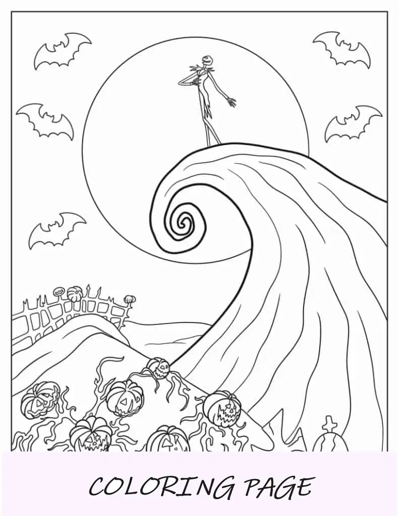 Hoja para colorear del cartel de Pesadilla antes de Navidad