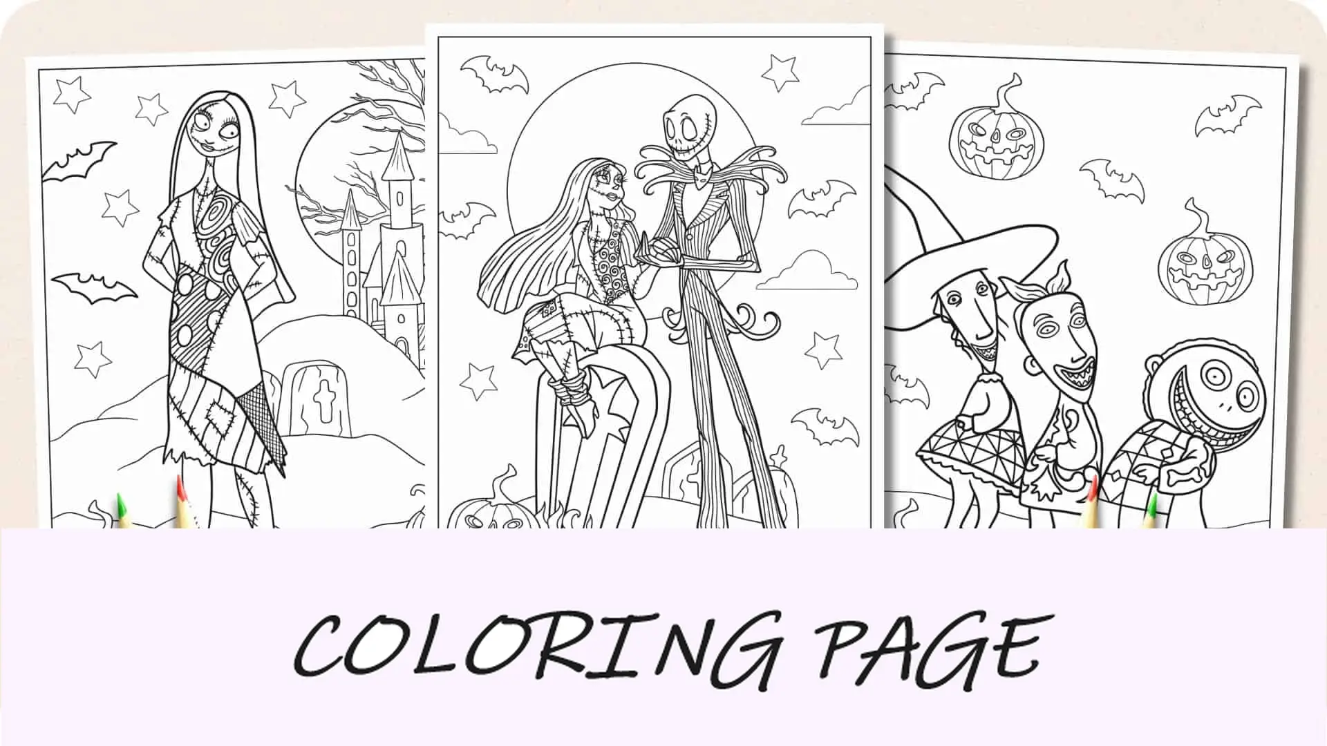 Dibujos para colorear de Pesadilla antes de Navidad Imagen destacada