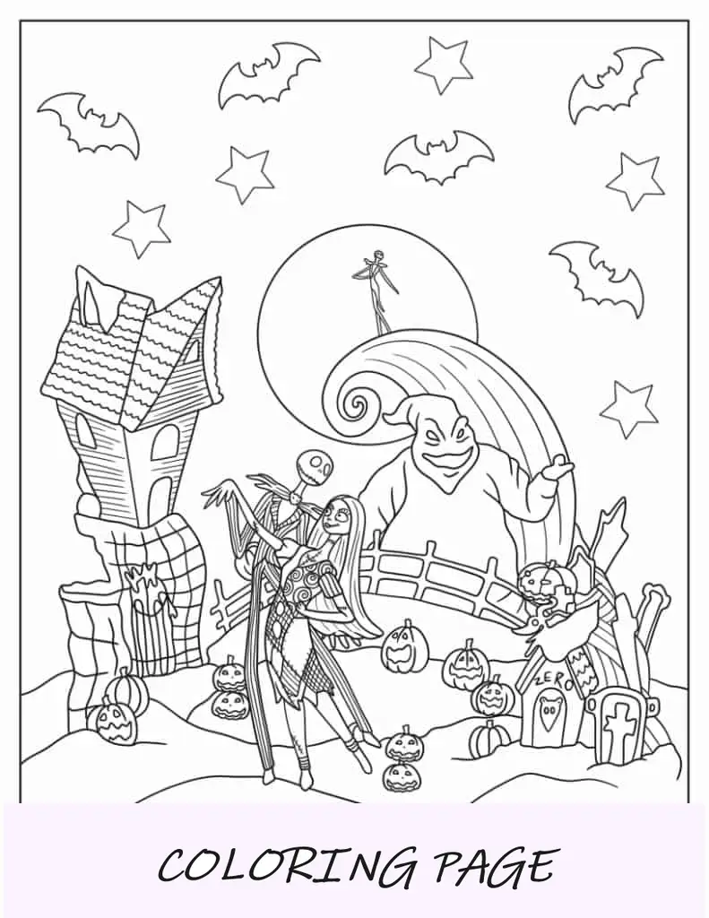 Pesadilla antes de Navidad para colorear para niños