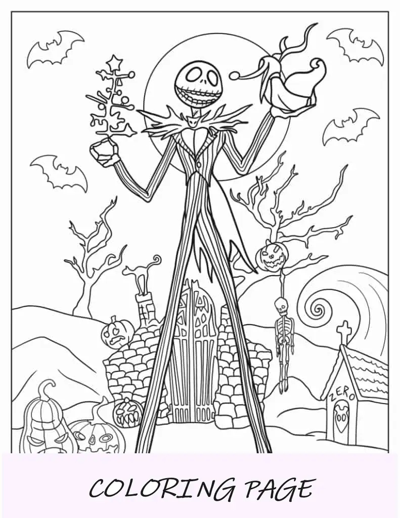 Jack Skellington espeluznante para colorear
