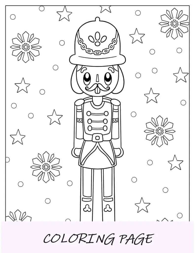 Quebra-nozes simples para colorir com flocos de neve