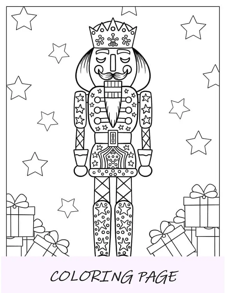Quebra-nozes de Natal com presentes para colorir
