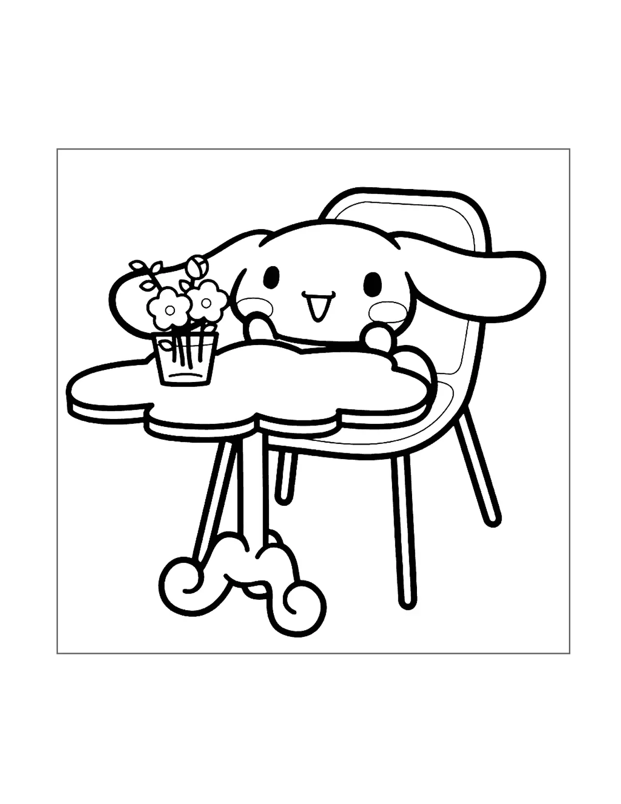 Cinnamoroll Sits In Highchair Coloring Page