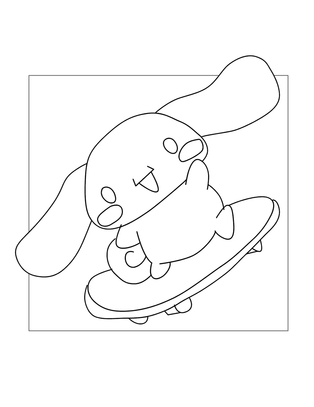 Cinnamoroll Rides A Skateboard Coloring Page