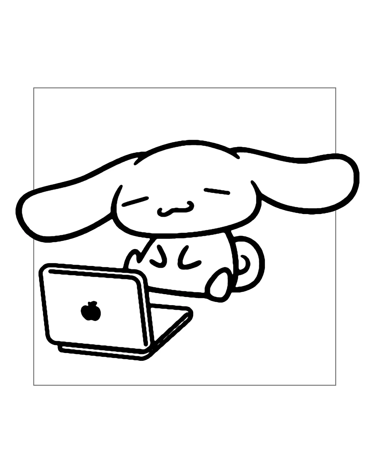 Cinnamoroll On The Computer Coloring Page