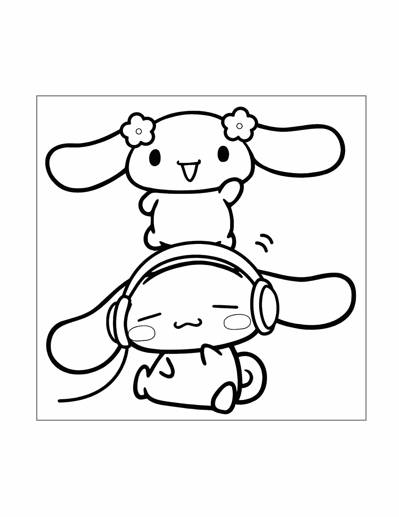 Cinnamoroll Listens To Music Coloring Page