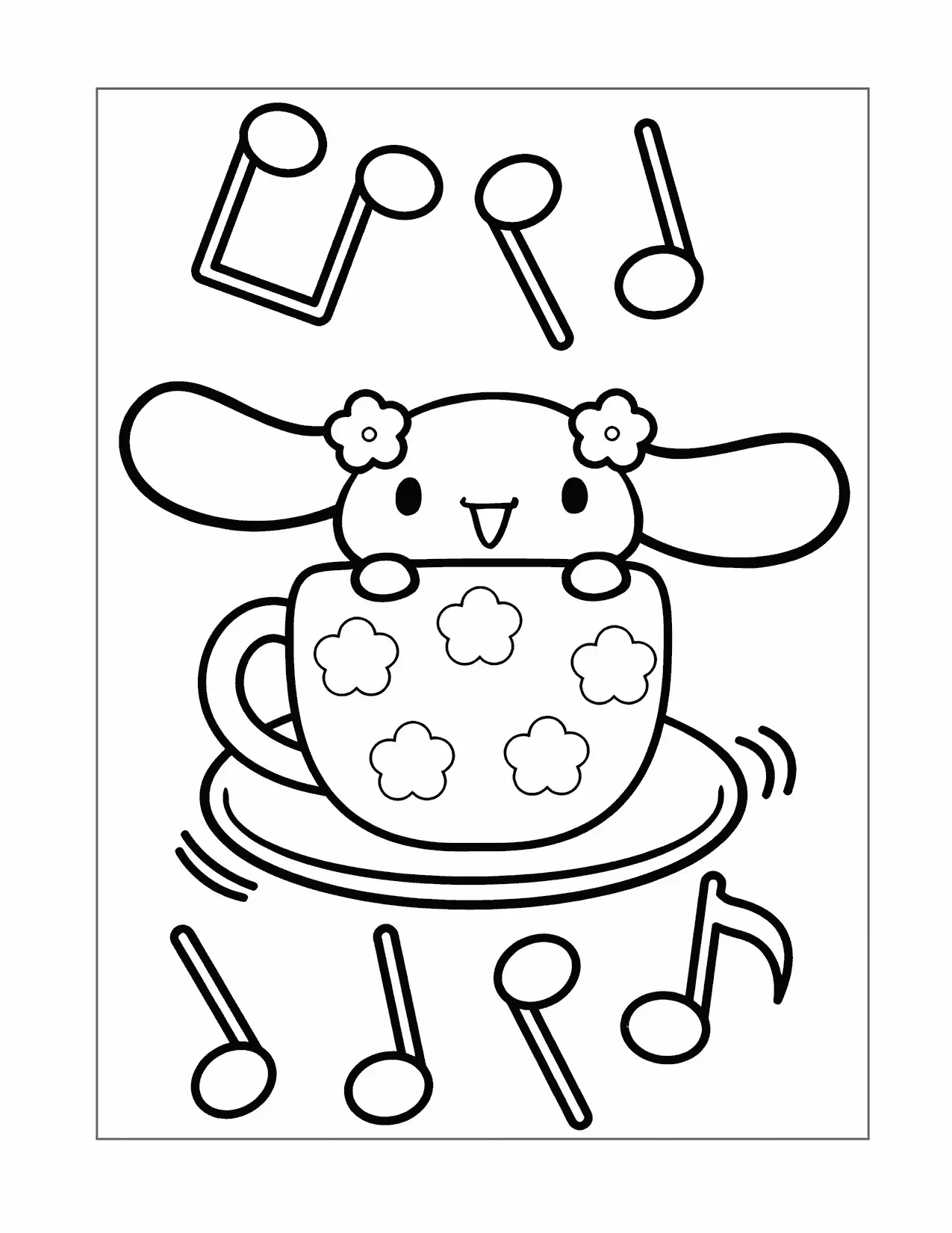 Cinnamoroll In A Teacup Coloring Page