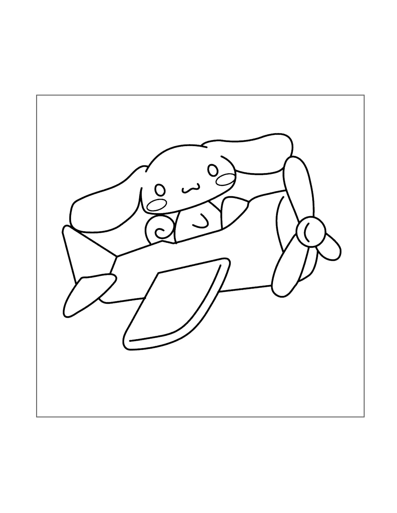 Cinnamoroll Flys And Airplane Coloring Page