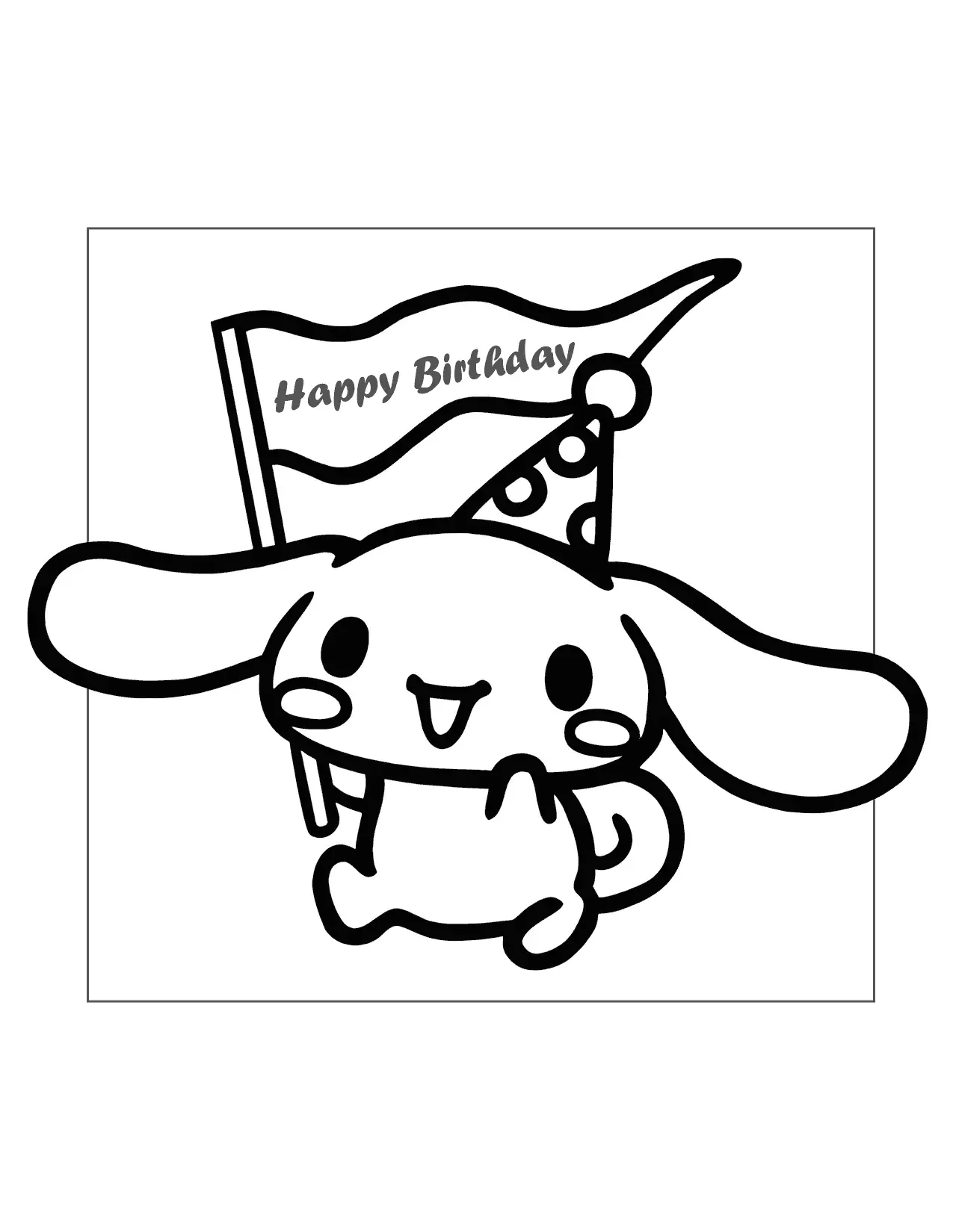 Happy Birthday Cinnamoroll Coloring Page