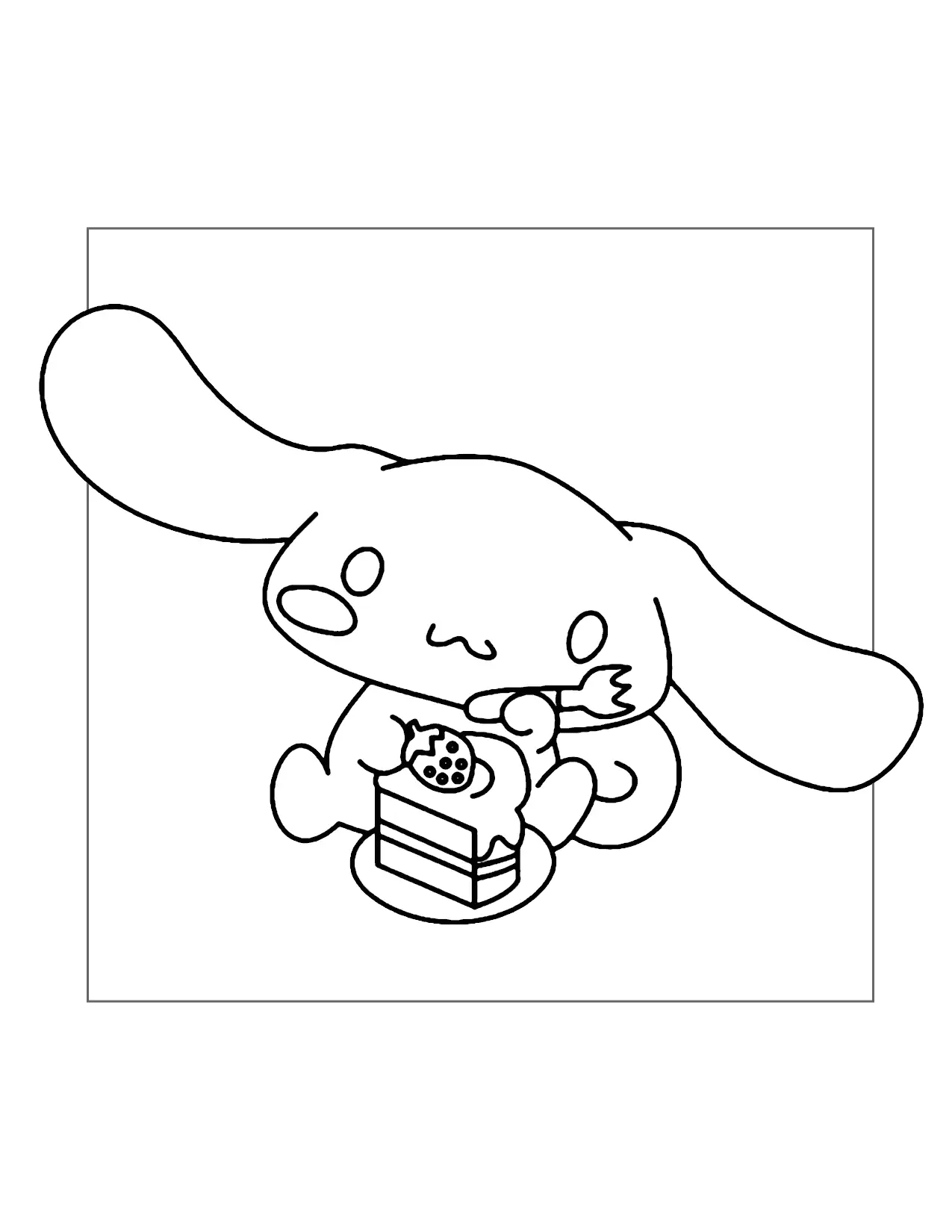 Cinnamoroll Eats Cake Coloring Page