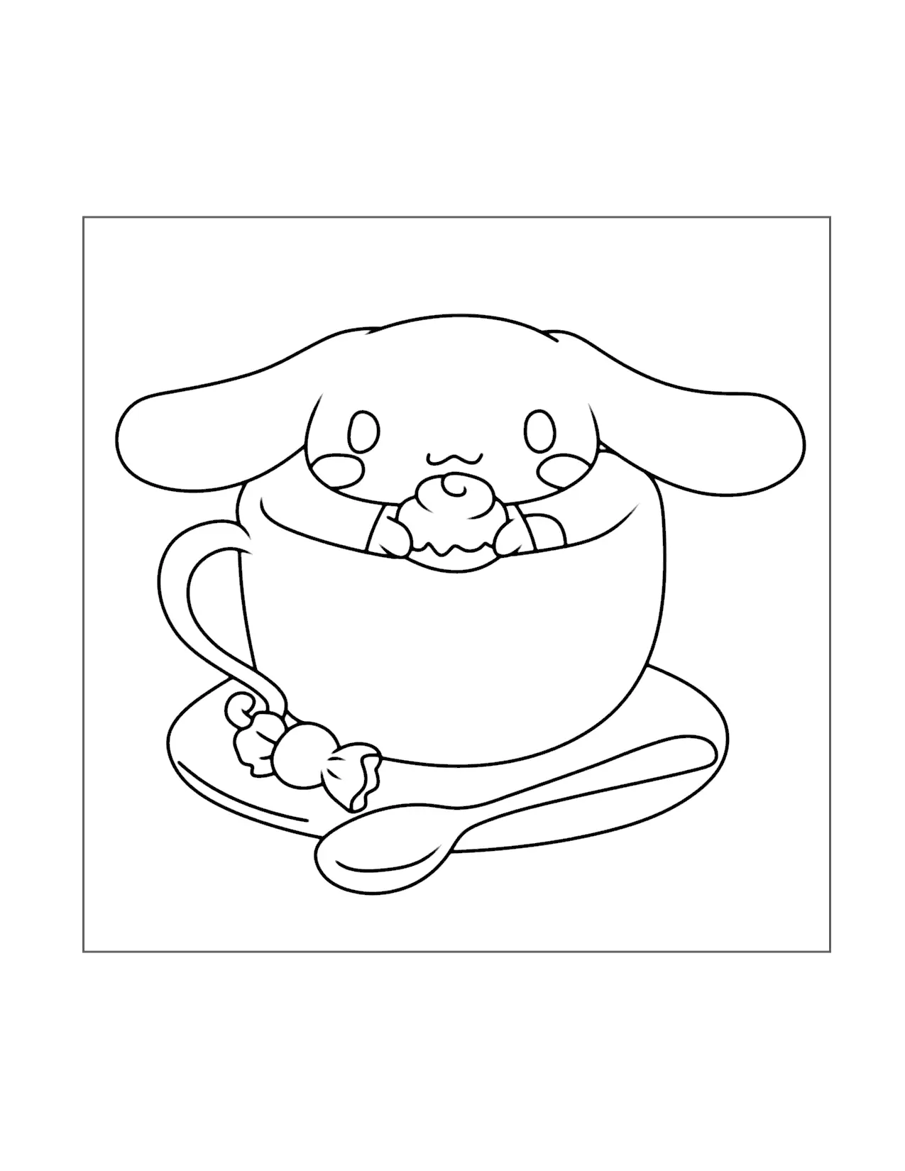 Cinnamoroll With A Cinnamon Roll Coloring Page