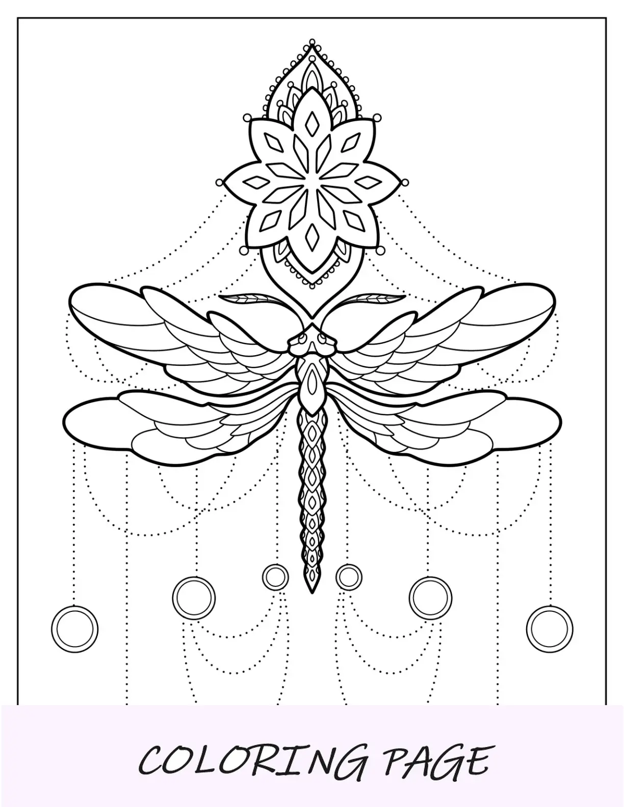 Mandala da colorare con libellula