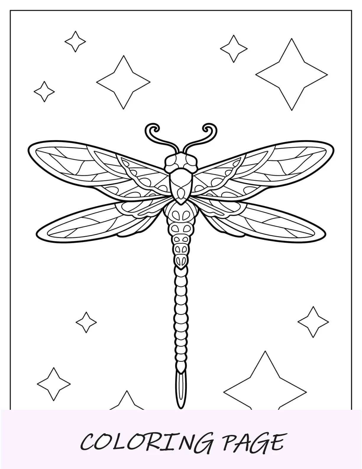 Pagina da colorare di farfalla libellula
