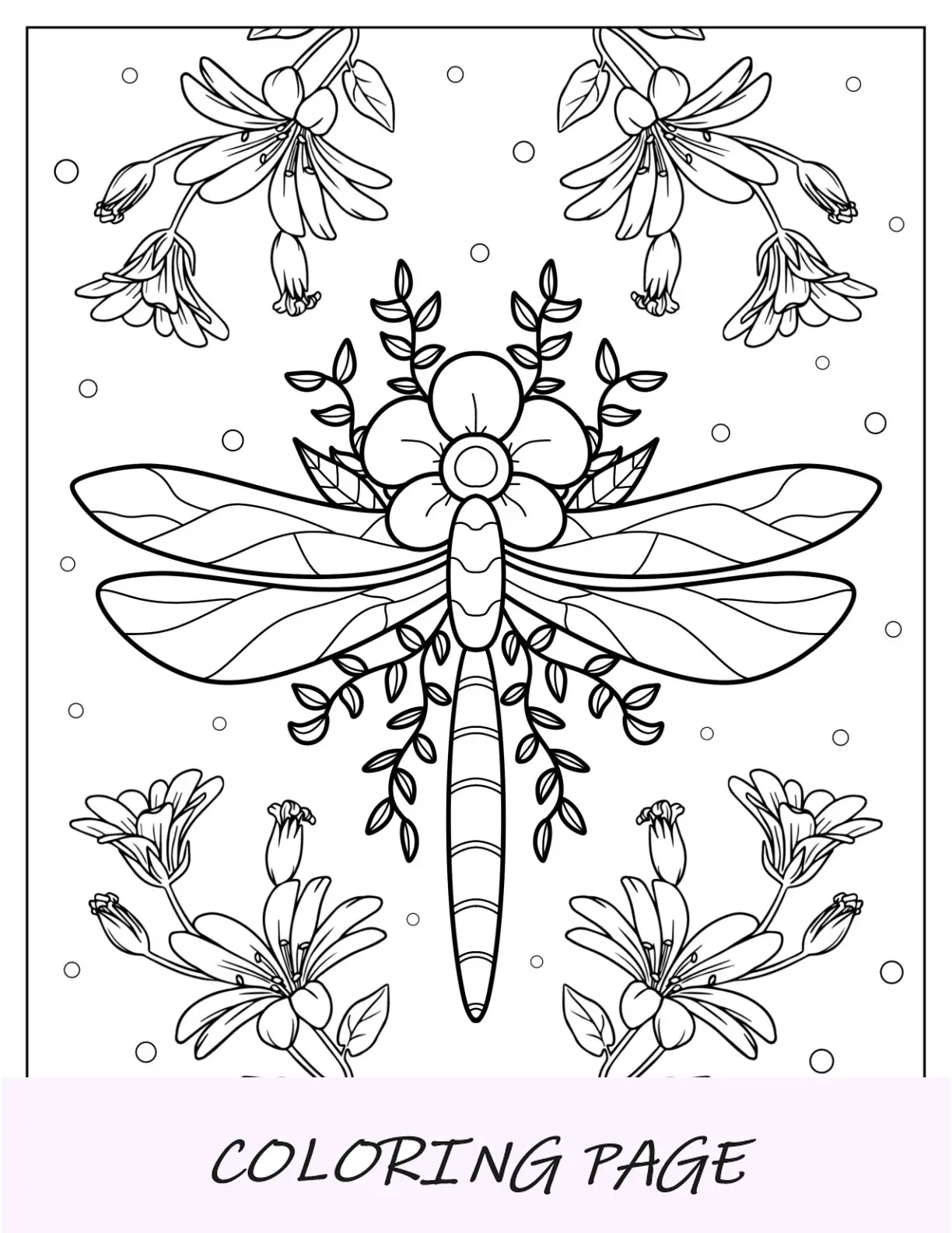 Pagina Da Colorare Libellula Sulla Parte Superiore Del Fiore