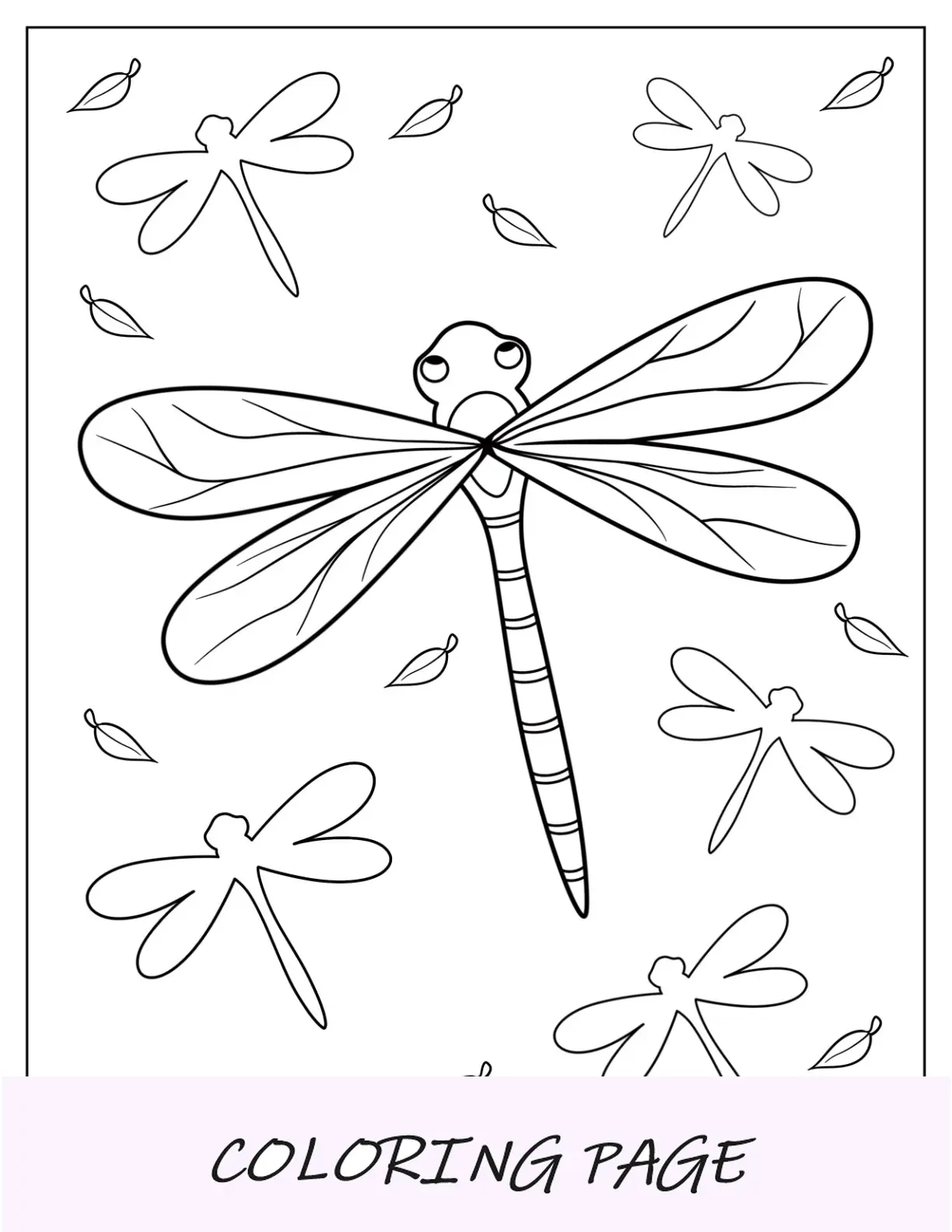 Facile contorno della pagina da colorare della libellula