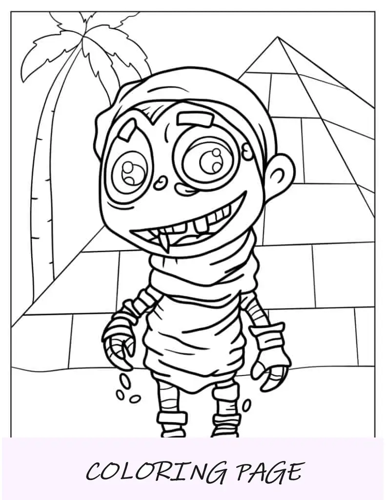 Monstro múmia egípcia para colorir