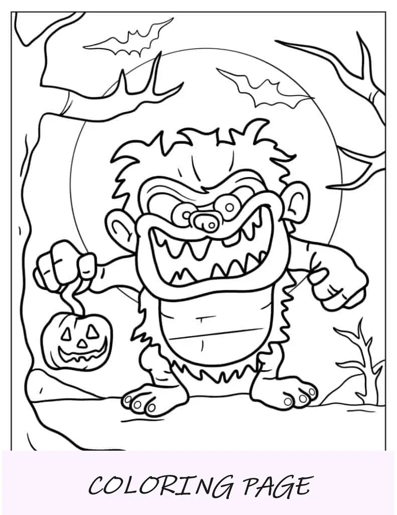 Monstro assustador segurando Jack O Lantern