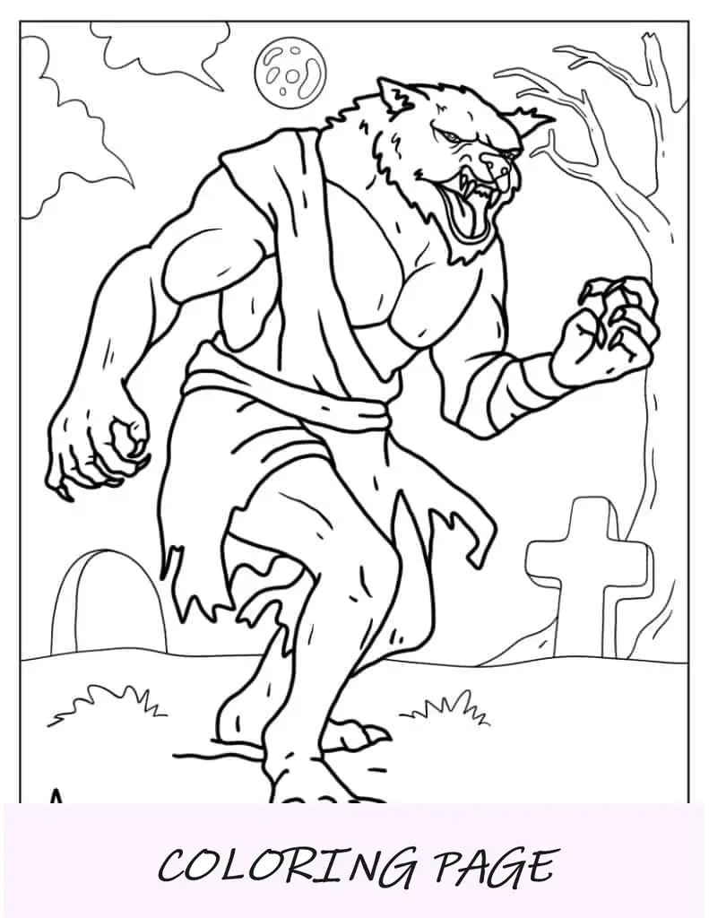 Folha para colorir do monstro lobisomem