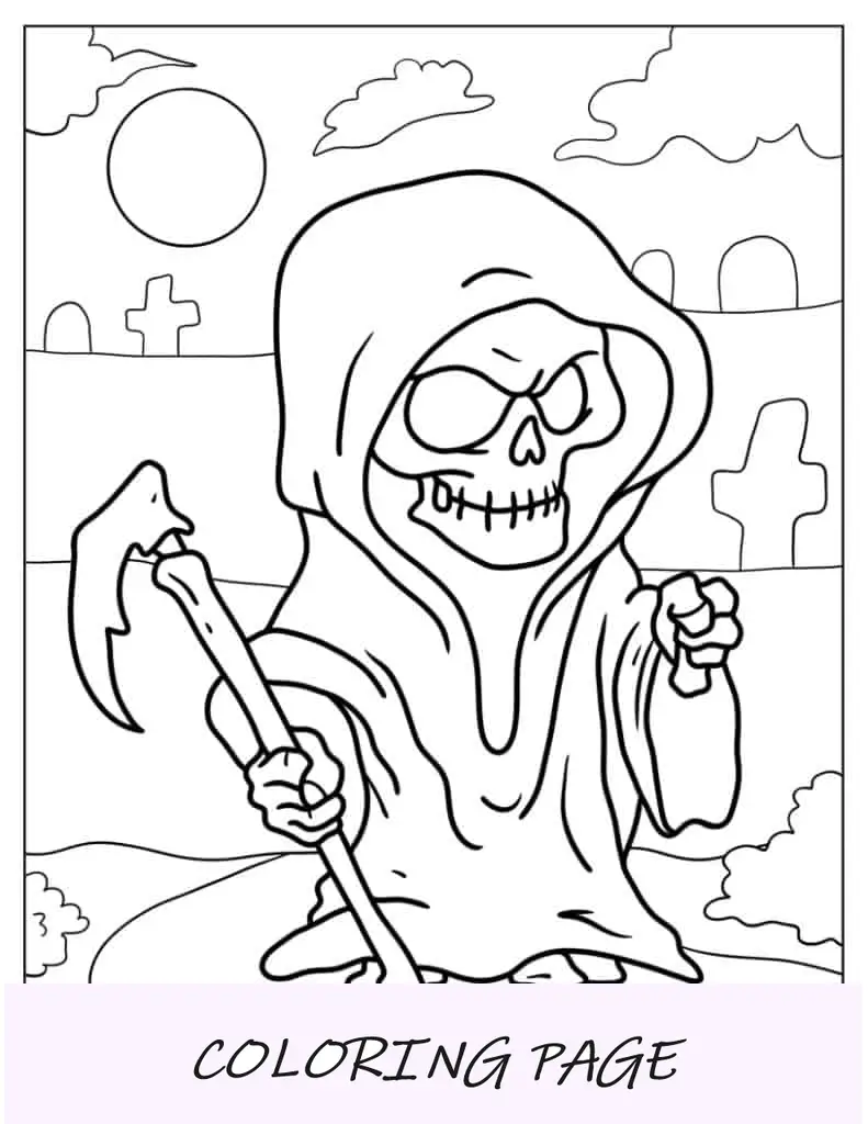 Página para colorir do monstro Grim Reaper