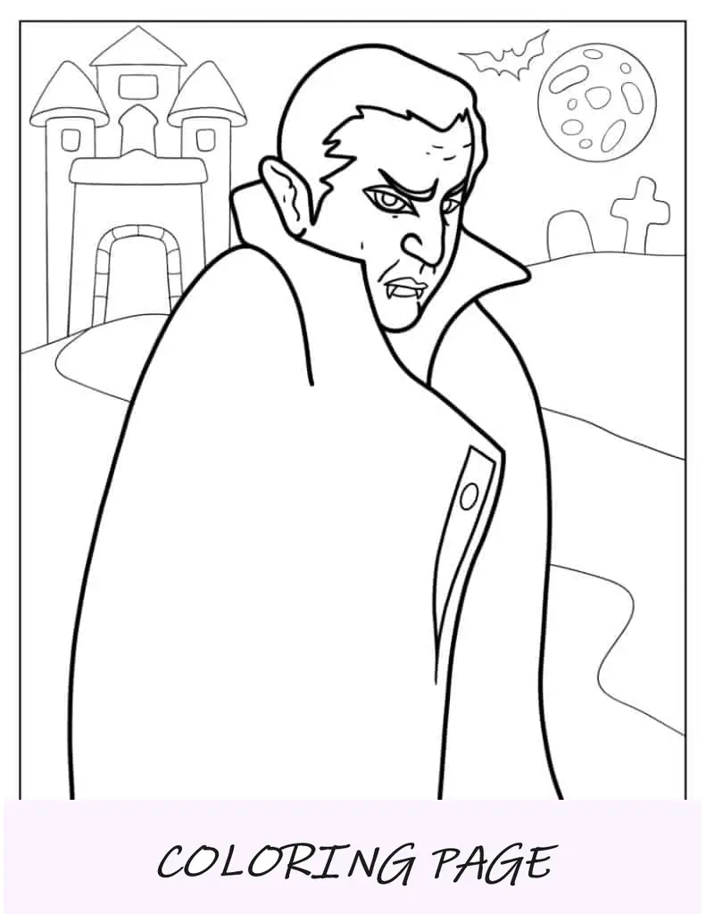 Página para colorir de monstro vampiro