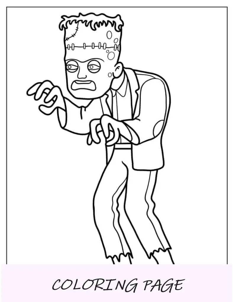 Folha para colorir do monstro Frankenstein