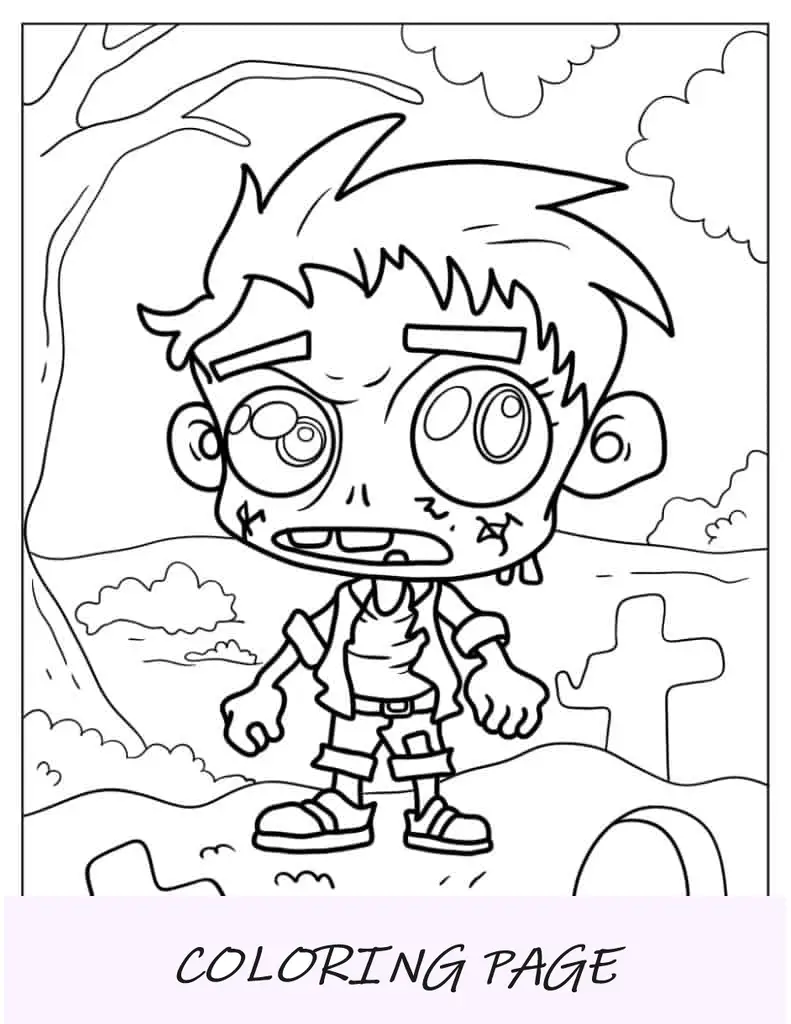 Desenho de monstro zumbi no cemitério