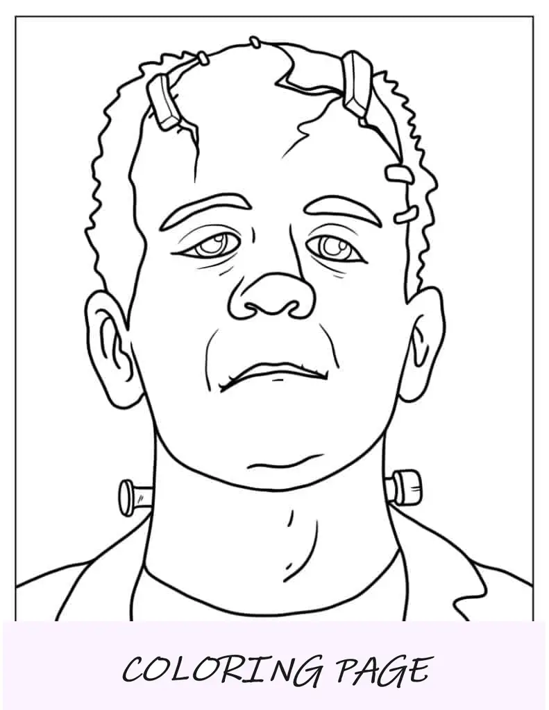Página para colorir cabeça de Frankenstein