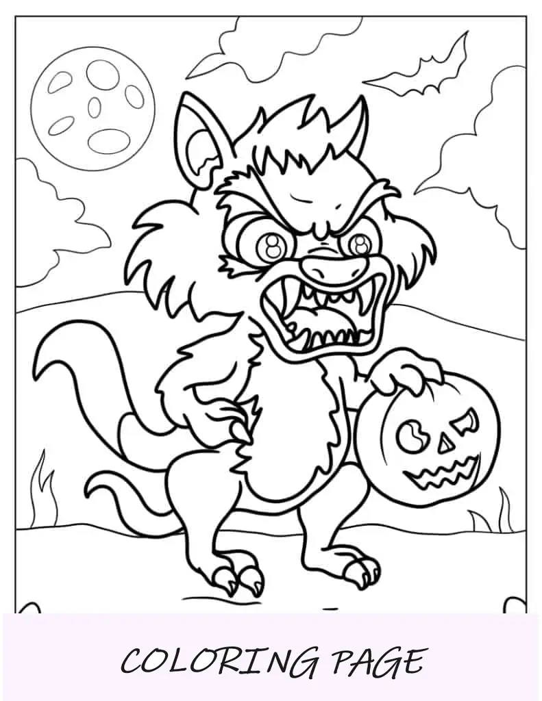 Monstro lobisomem para colorir para crianças
